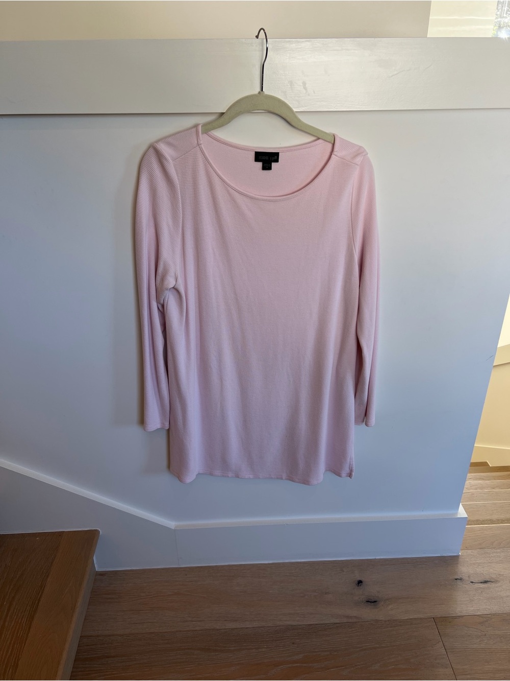 J Jill Light Pink Women’s Long-Sleeve Crewneck Top Wearever Collection
